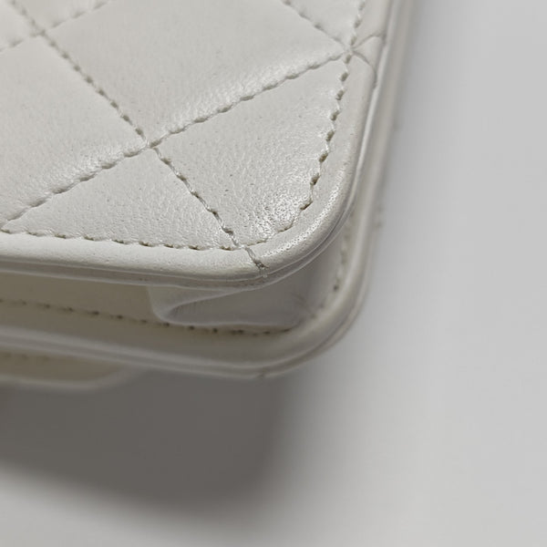 Quilted Lambskin Shoulder Bag White