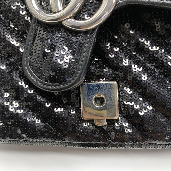 Authenticated pre-owned GG Marmont Small Quilted Sequins Black - Crossbody Bag at Looply