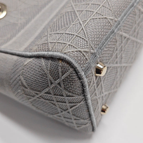 Lady D-Lite Medium Cannage Canvas Gray