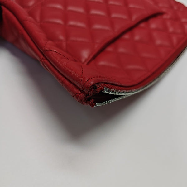 Quilted Lambskin Clutch Red