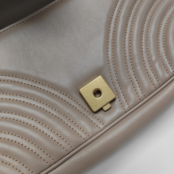 GG Marmont Medium Quilted Calfskin Gray