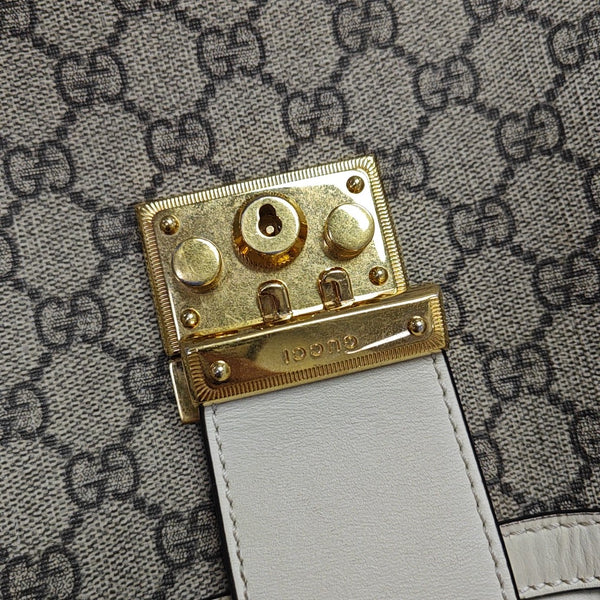 Padlock Medium Monogram Coated Canvas Beige