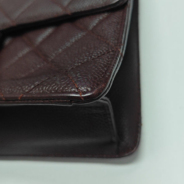 Quilted Grained Calfskin Shoulder Bag Red