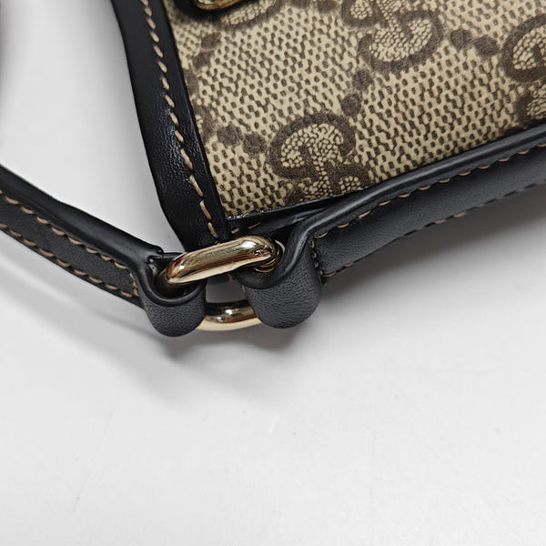 GG Emblem Mini Monogram Coated Canvas Beige