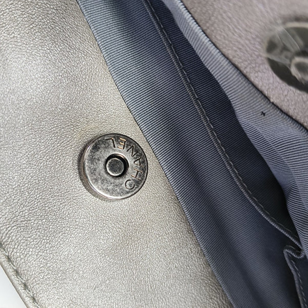 Quilted Calfskin Tote Bag Gray