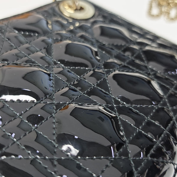Lady Dior Mini Cannage Patent Leather Black