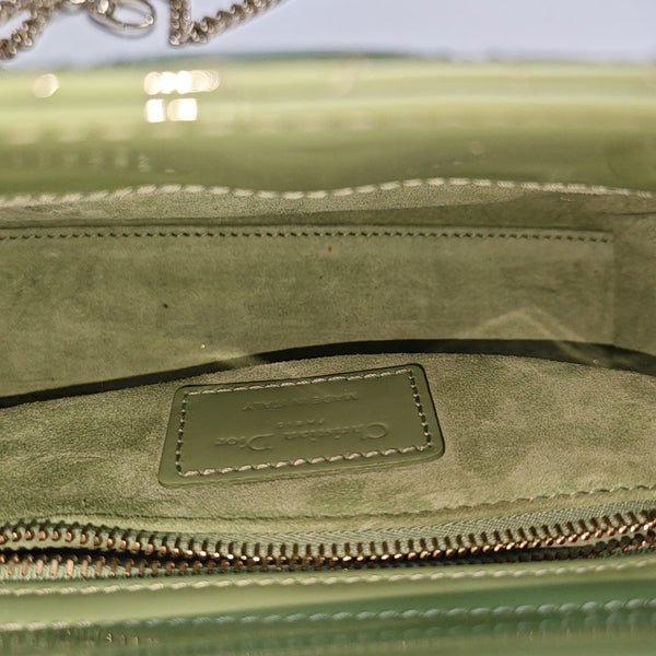 Lady Dior Mini Cannage Patent Leather Green