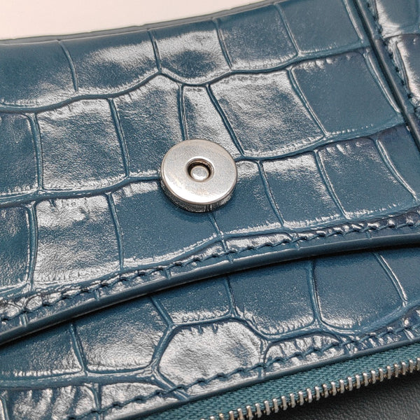 Hourglass Wallet On Chain Mini Calfskin Blue