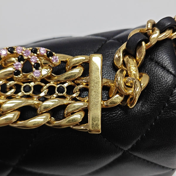 Quilted Lambskin Shoulder Bag Black