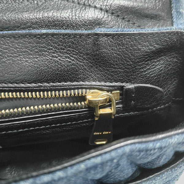 Quilted Denim Shoulder Bag Blue