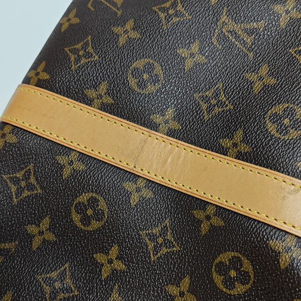 KEEPALL 55 Monogram Coated Canvas Brown