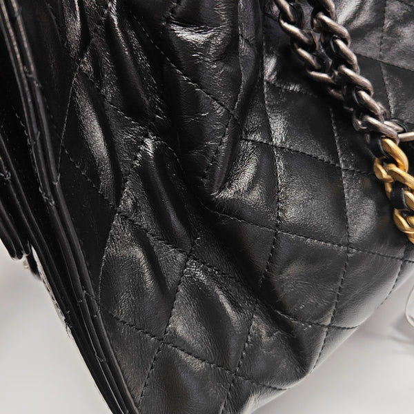 CHANEL 25 Small Quilted Canvas Black