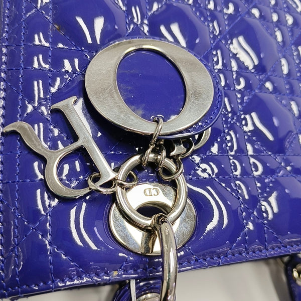 Lady Dior Medium Quilted Patent Leather Blue