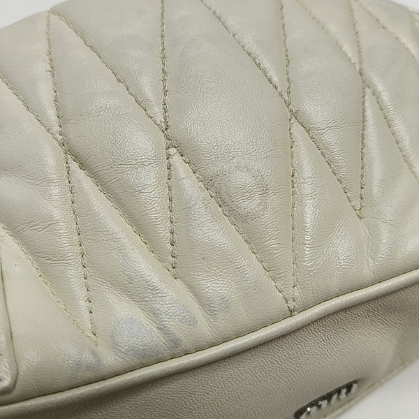 Quilted Lambskin Shoulder Bag White