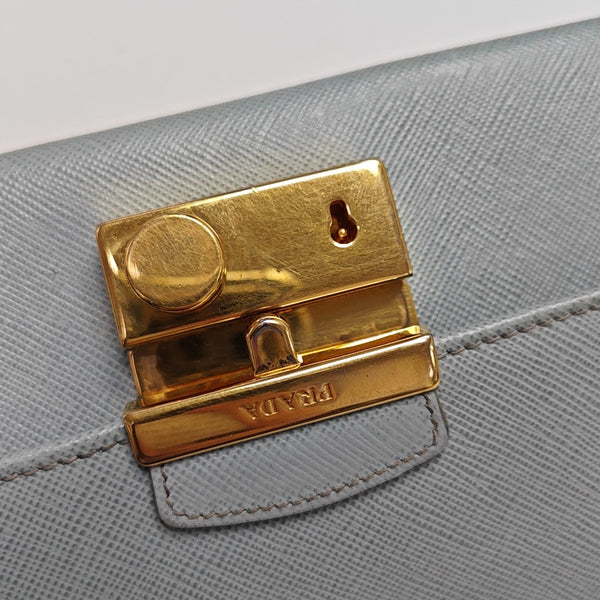 Saffiano Calfskin Clutch Blue