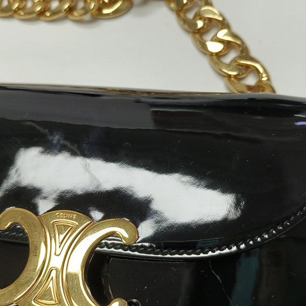 TRIOMPHE Small Patent Calfskin Black