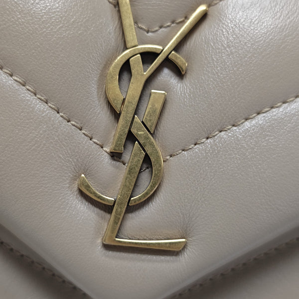 LOULOU Extra Small Chevron Calfskin Beige