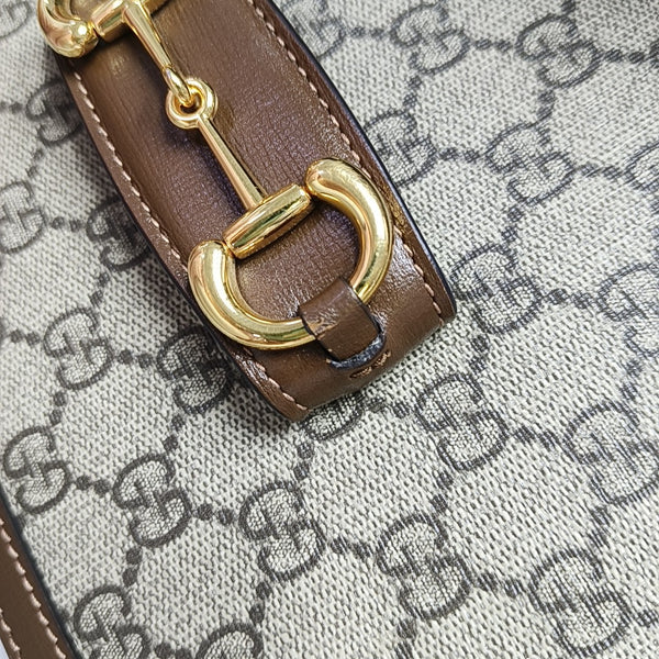 Horsebit 1955 Medium Monogram Coated Canvas Beige