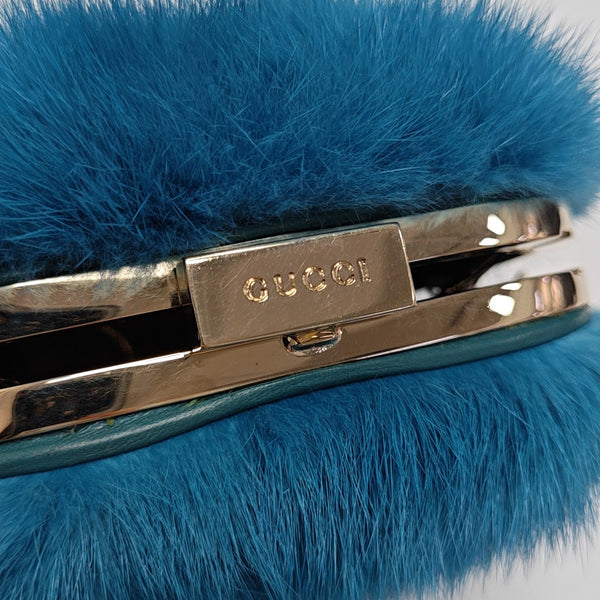 Fur Shoulder Bag Blue