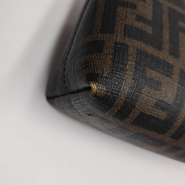 Coated Canvas Clutch Brown