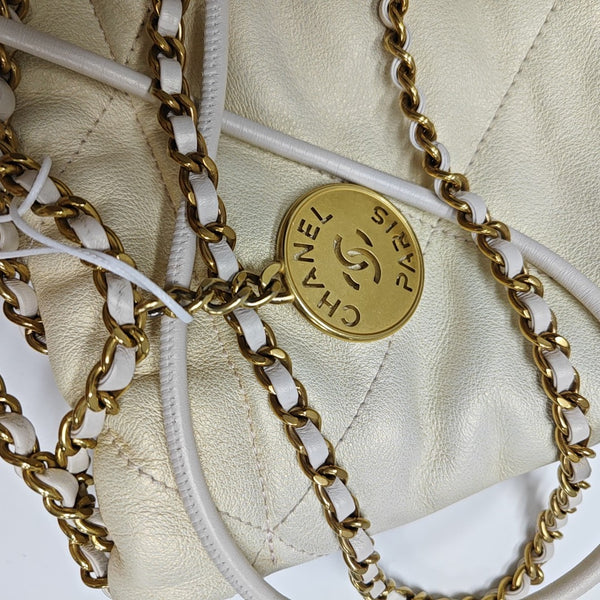 CHANEL 22 Mini Quilted Calfskin Beige