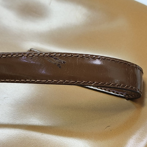 Patent Leather Top Handle Bag Brown