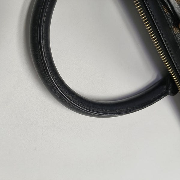 Coated Canvas Top Handle Bag Brown