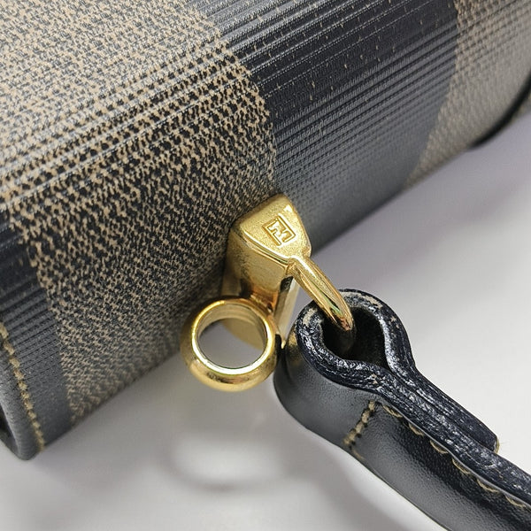 Coated Canvas Top Handle Bag Brown