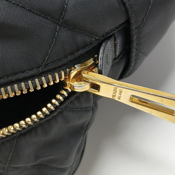 Quilted Nylon Shoulder Bag Black