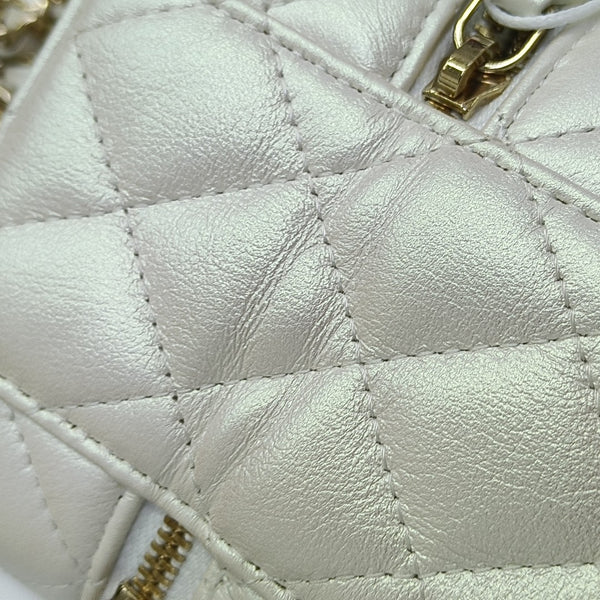 Quilted Calfskin Shoulder Bag White