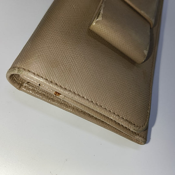 Fiocco Bow Saffiano Calfskin Pink Wallet