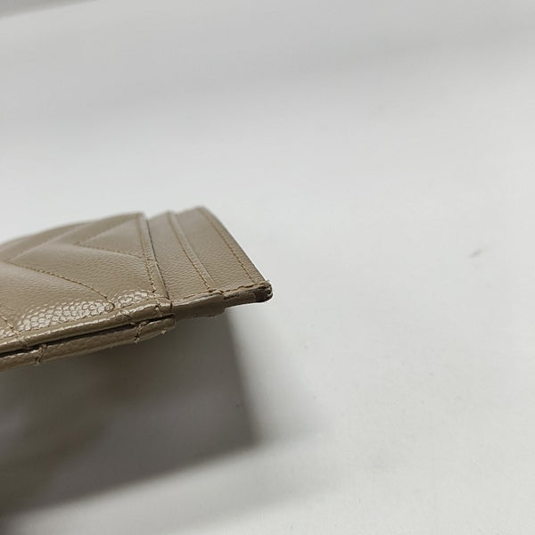 MONOGRAM Chevron Calfskin Beige Card Holder