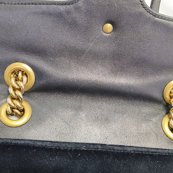 GG Marmont Small Quilted Velvet Black