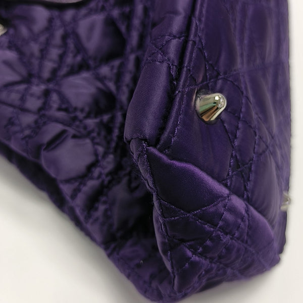 Cannage Silk Satin Tote Bag Purple