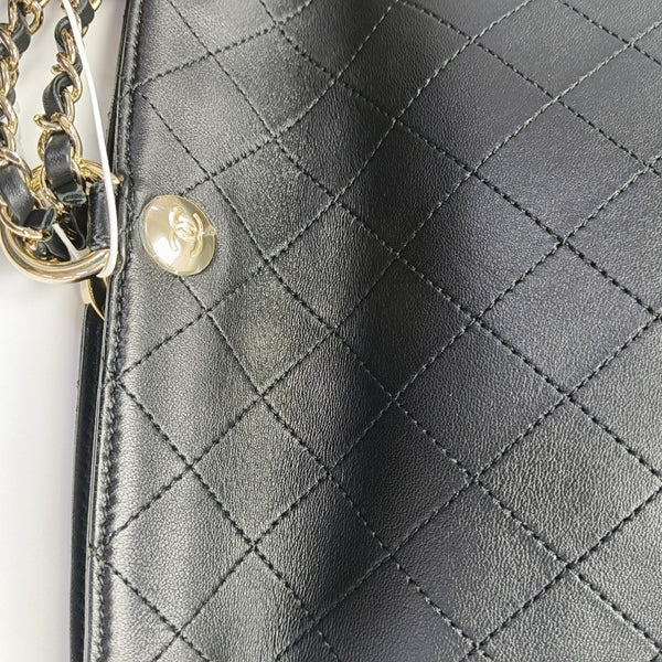 Quilted Calfskin Bucket Bag Black