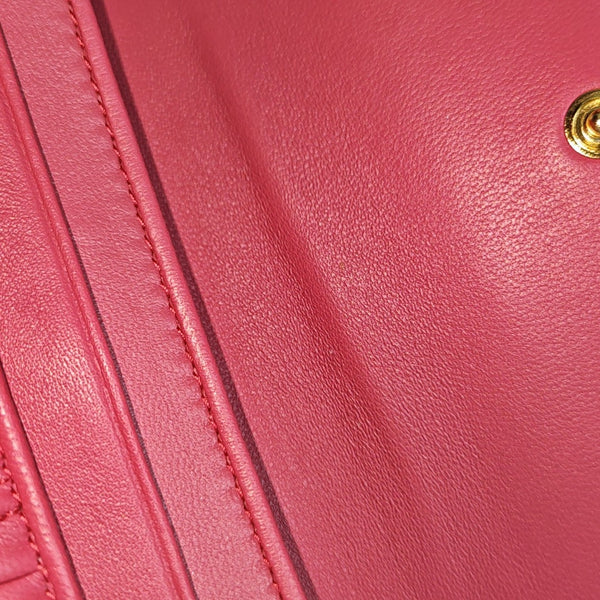 Matelassé Quilted Lambskin Red Card Holder