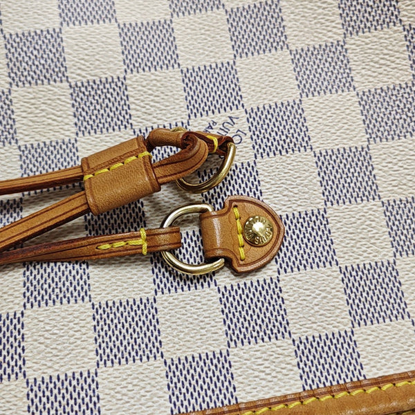 NEVERFULL MM Lona Recubierta Damier Azur Blanca