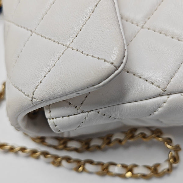 CLASSIC FLAP Mini Quilted Lambskin White