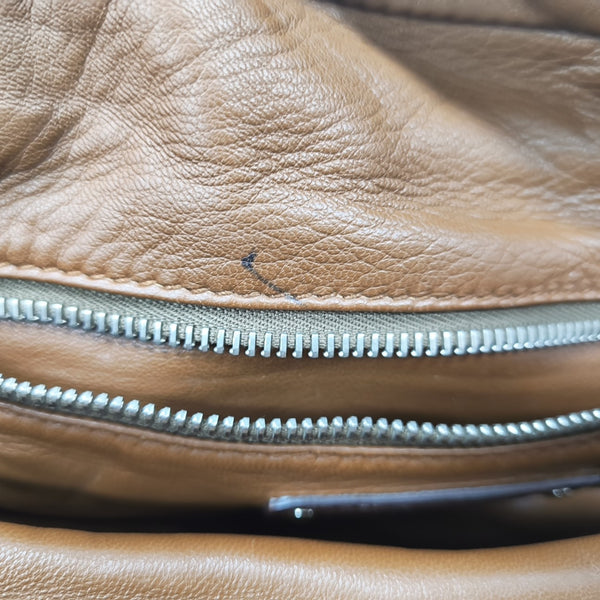 Calfskin Top Handle Bag Brown