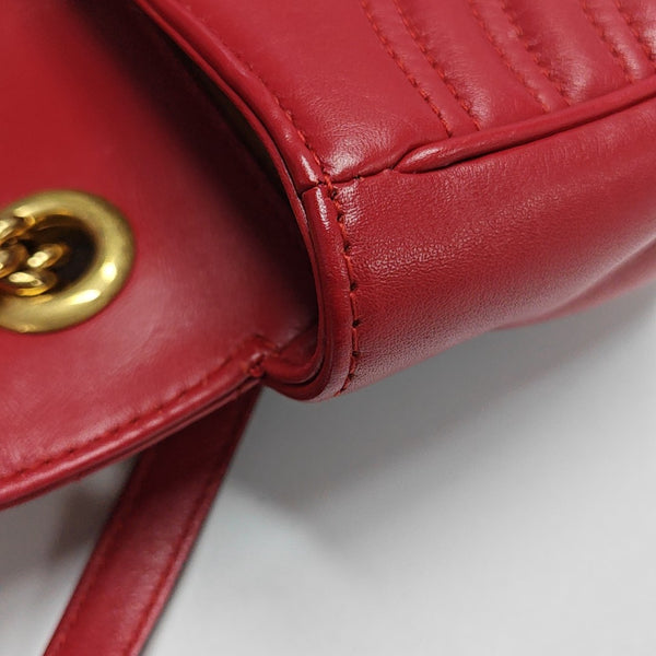 GG Marmont Small Quilted Calfskin Red