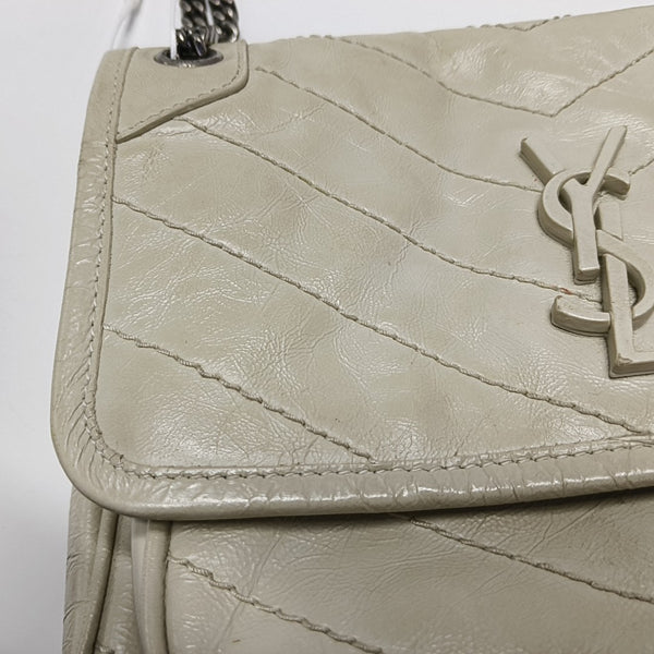NIKI Small Chevron Calfskin White