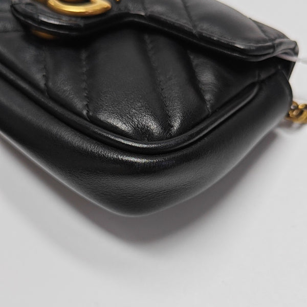 GG Marmont Super Mini Quilted Calfskin Black