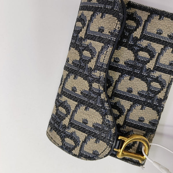 Saddle Mini Oblique Canvas Blue Wallet