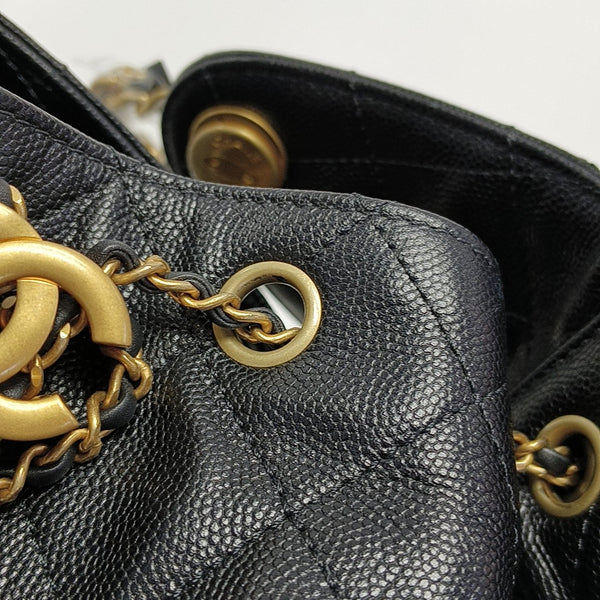 CHANEL 25 Small Quilted Grained Calfskin Black