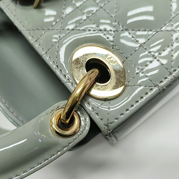 Lady Dior Mini Cannage Patent Leather Green