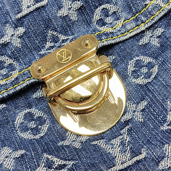 Monogram Denim Tote Bag Blue