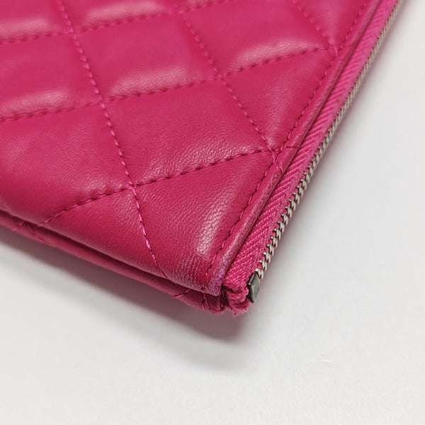 Quilted Lambskin Clutch Large Pink