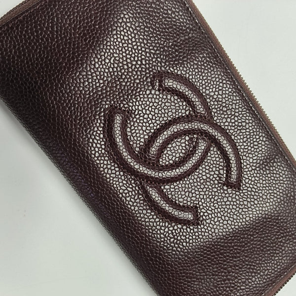 Grained Calfskin Wallet Red