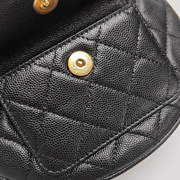 Quilted Grained Calfskin Top Handle Bag Mini Black
