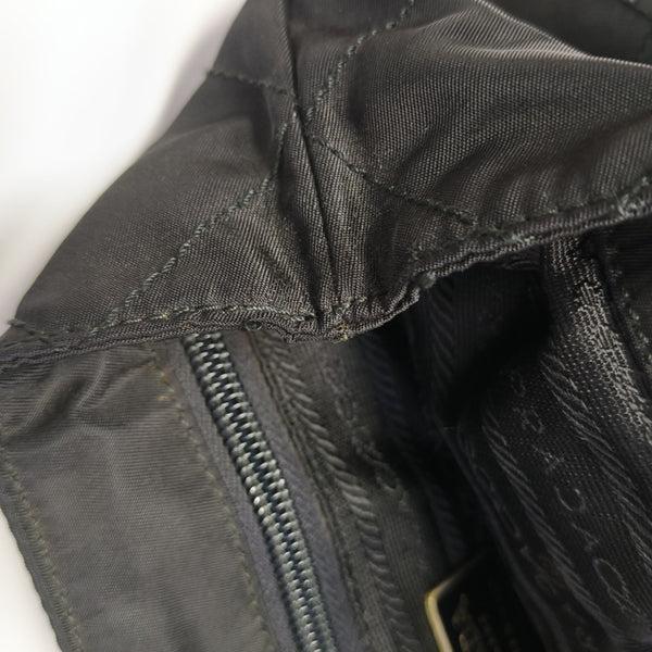 Quilted Nylon Shoulder Bag Black